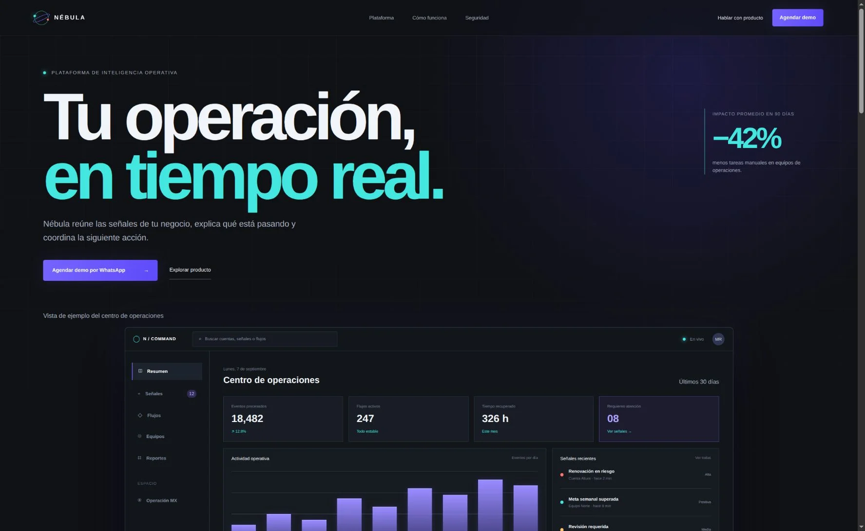 Diseño Tech: vista de escritorio de Nébula